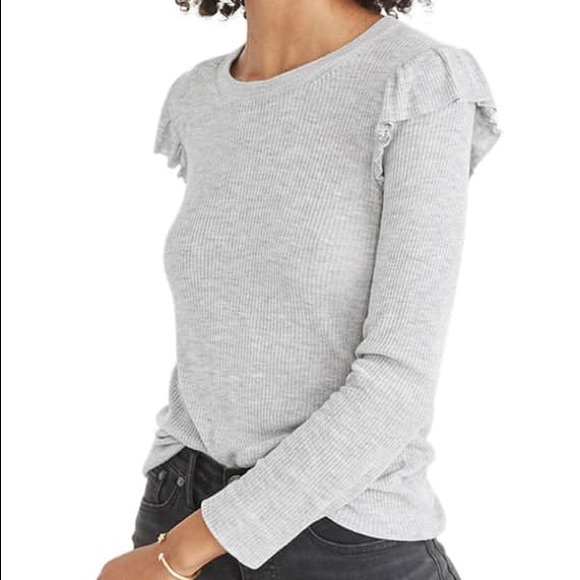 Madewell Sweaters - Madewell | Gray Ruffle Sweater